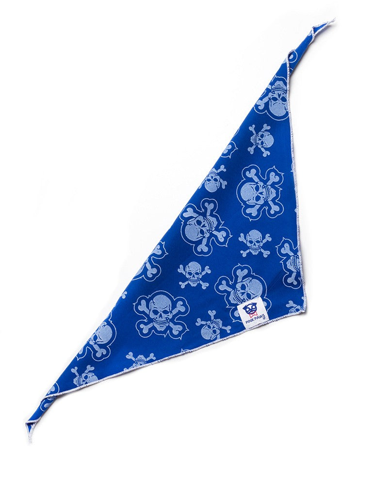 Μπλε μπαντάνα Pinkpaws με skull μοτίβο σε λευκές λεπτομέρειες.
