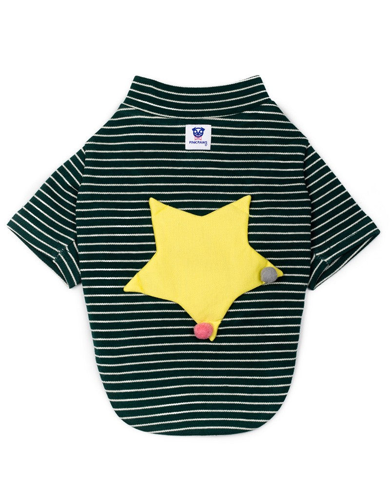 ριγέ μπλούζα με κίτρινο αστέρι σε πράσινο pinkpaws