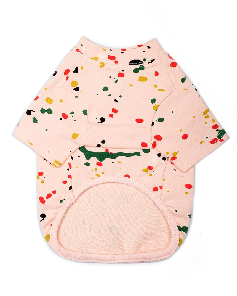 Μπλούζα σκύλου με χρωματιστές πινελιές σε κρεμ