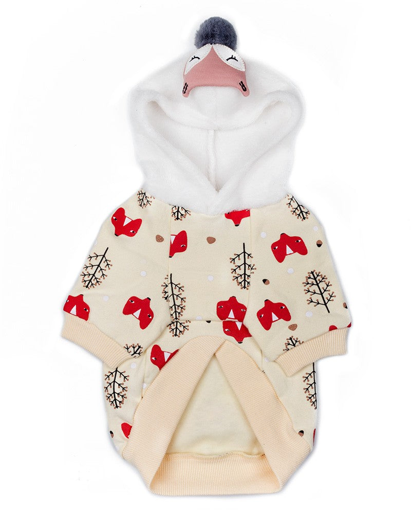 Μπεζ Fleece φούτερ για σκύλους με forest print