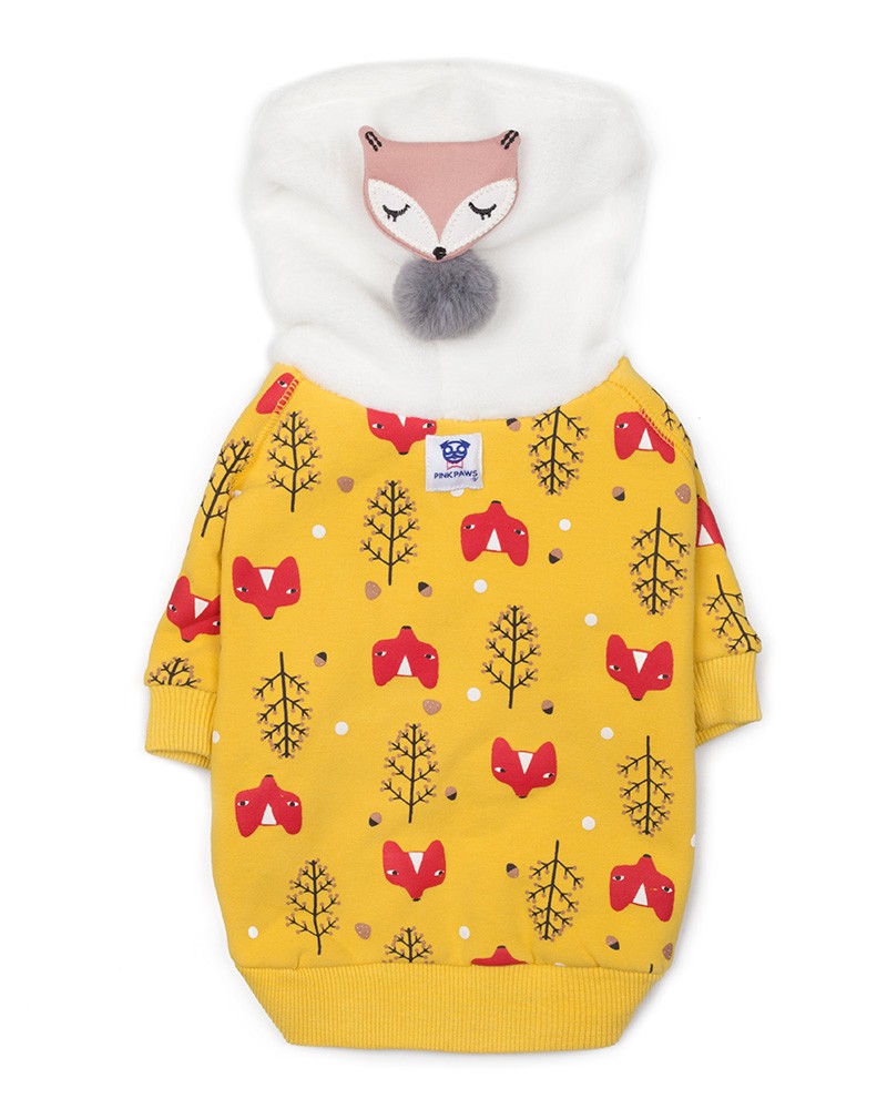 Κίτρινο Fleece φούτερ για σκύλους με forest print