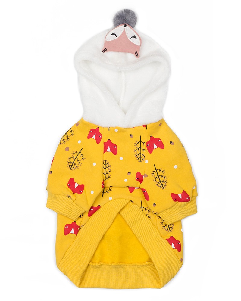 Κίτρινο Fleece φούτερ για σκύλους με forest print