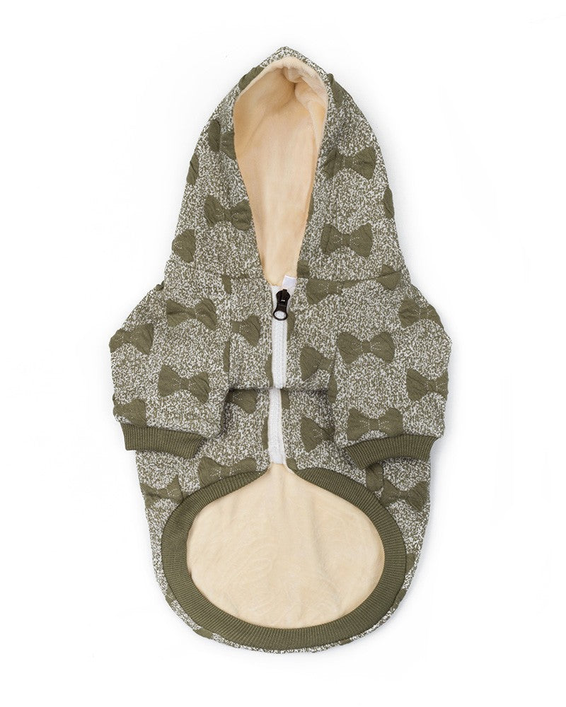 Hoodie για σκύλους σε χακί χρώμα με ανάγλυφους φιόγκους