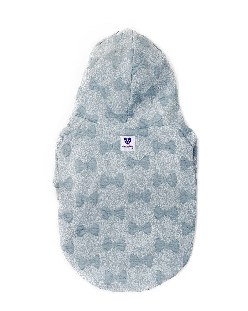 Hoodie για σκύλους σε γαλάζιο χρώμα με ανάγλυφους φιόγκους