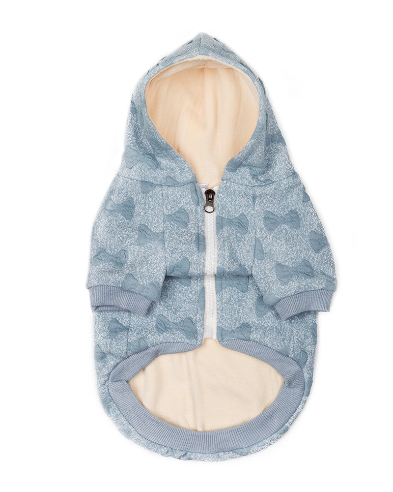 Hoodie για σκύλους σε γαλάζιο χρώμα με ανάγλυφους φιόγκους