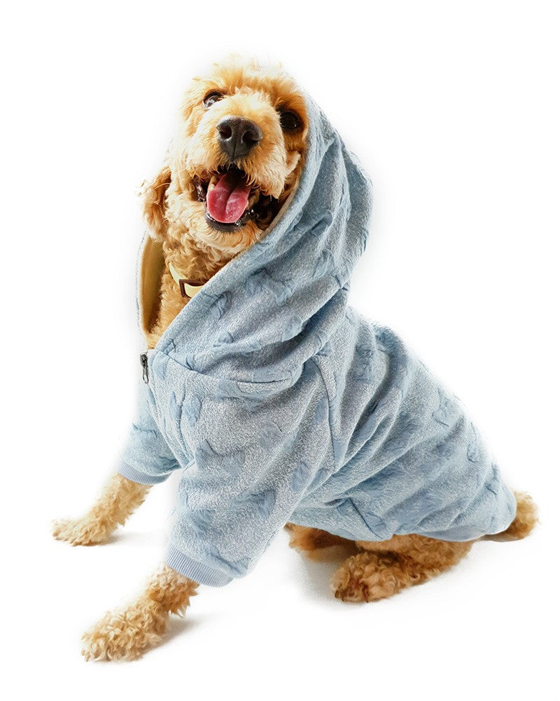 Hoodie για σκύλους σε γαλάζιο χρώμα με ανάγλυφους φιόγκους