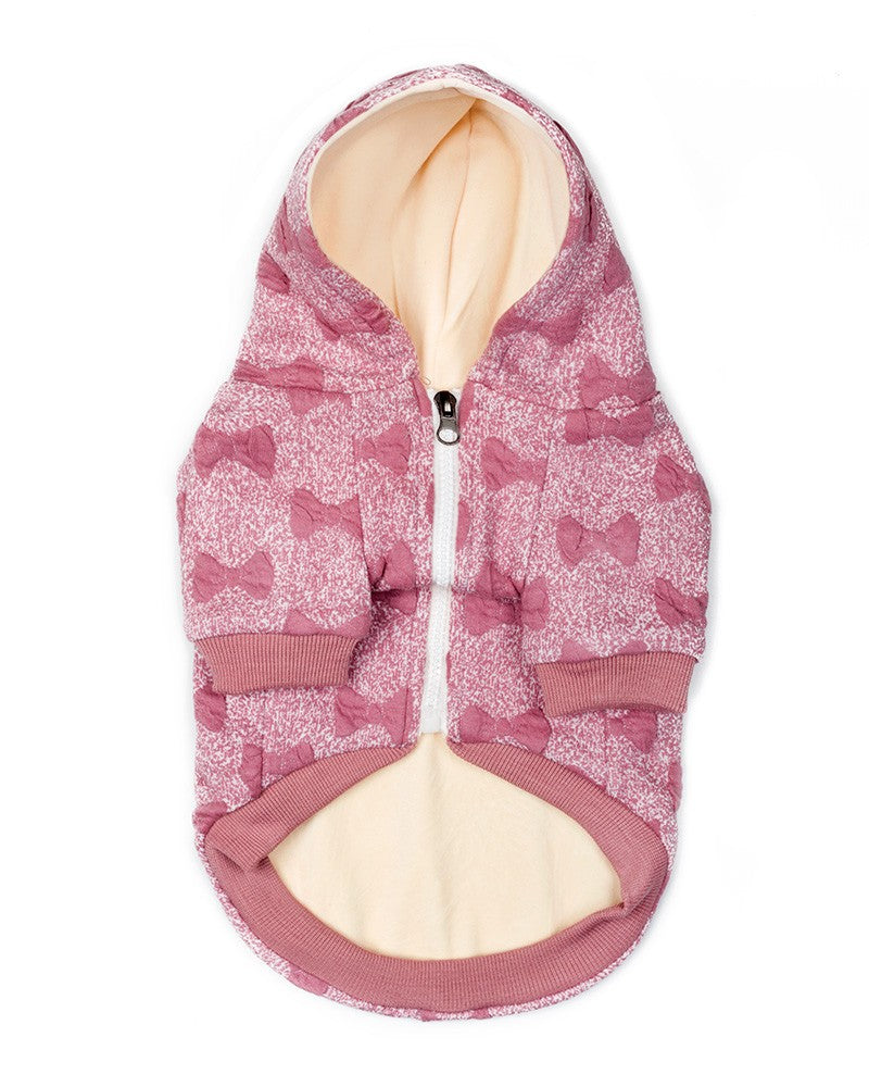 Hoodie για σκύλους σε ροζ χρώμα με ανάγλυφους φιόγκους