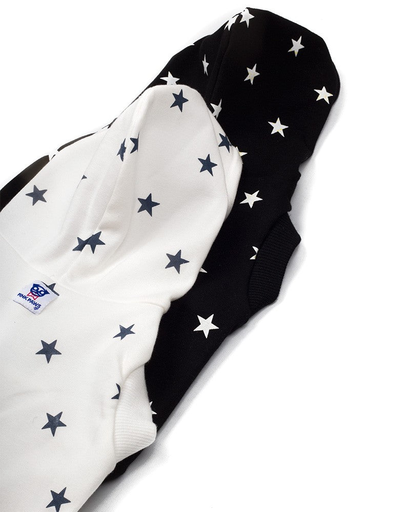 Μαύρο και λευκό φούτερ με μοτίβο αστεριών για σκύλους