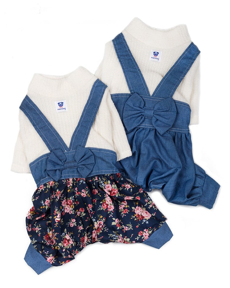 Dog denim jumpsuit with sweater top