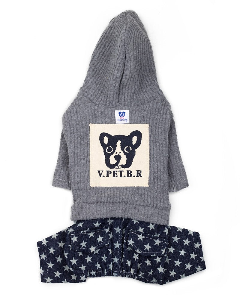 fleece hoodie με τζιν παντελόνι για σκύλους