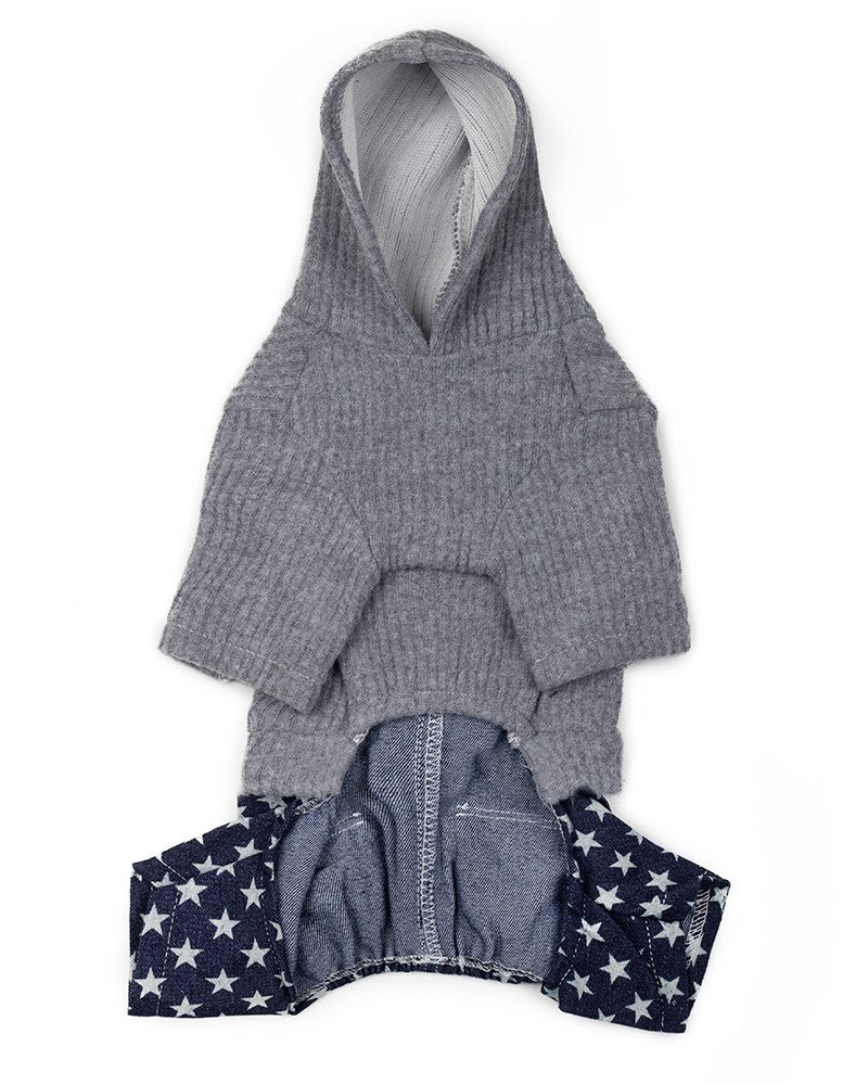 fleece hoodie με τζιν παντελόνι για σκύλους