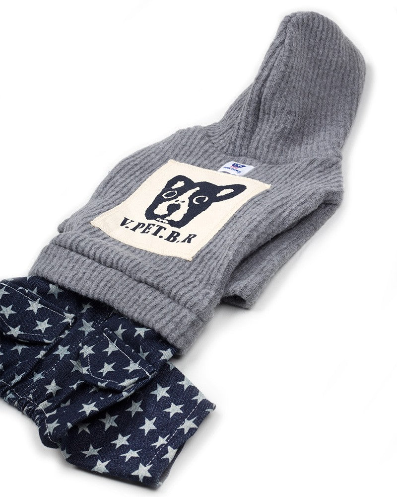 fleece hoodie με τζιν παντελόνι για σκύλους