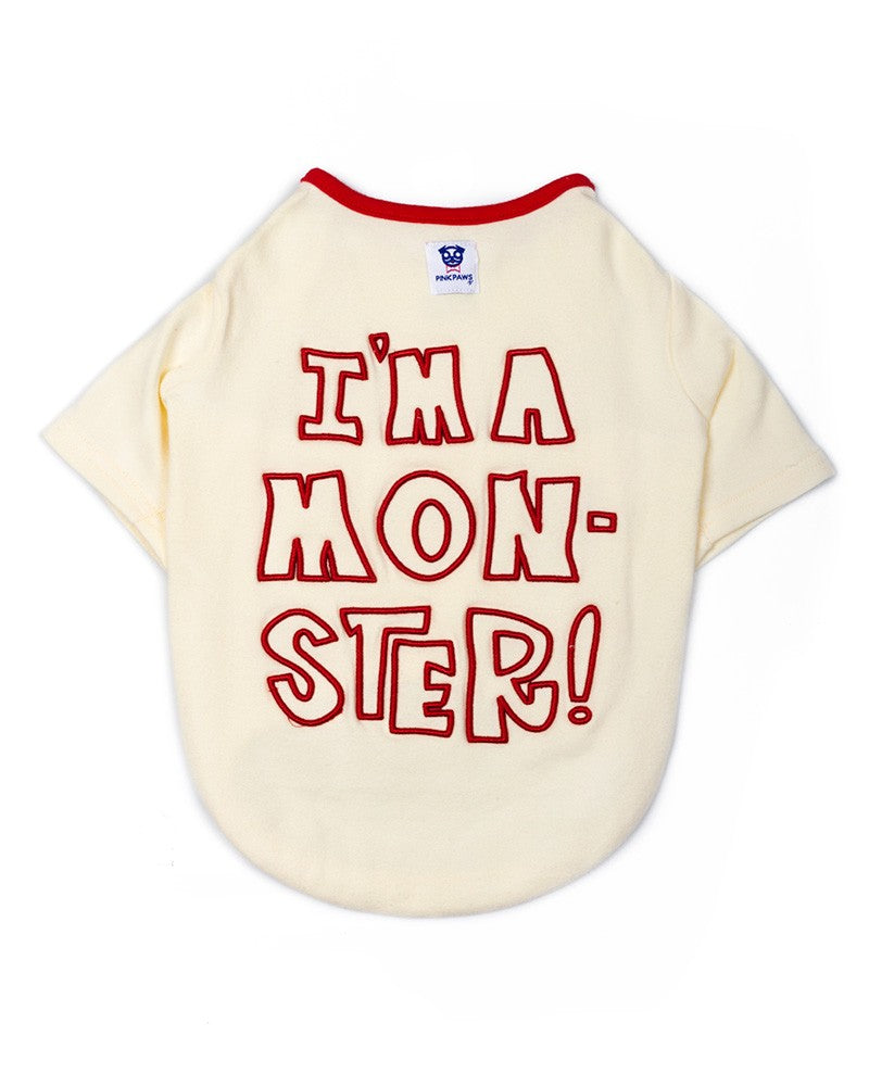 μπλούζα σκύλου "i'm a Monster" σε μπεζ