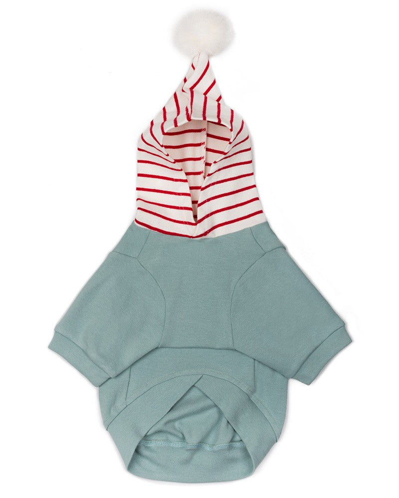 dog hoodie with striped hood -pinkpaws