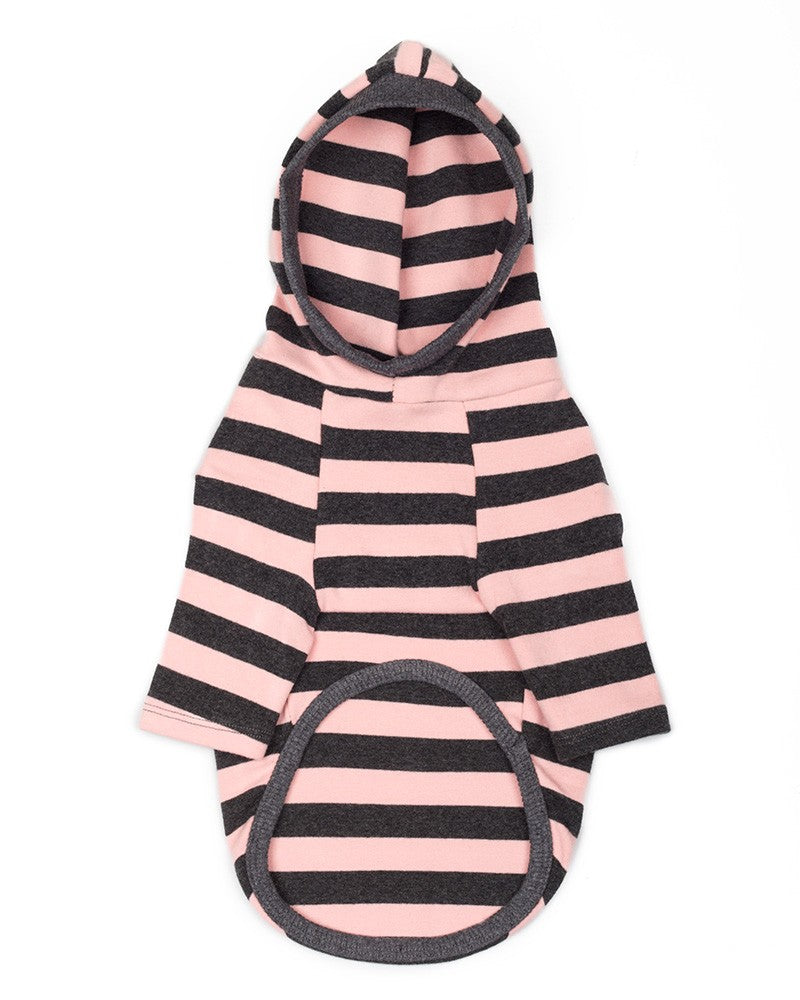 Dog striped hoodie in pink