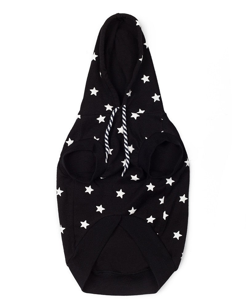 Μαύρο φούτερ σκύλου με λευκά αστεράκια