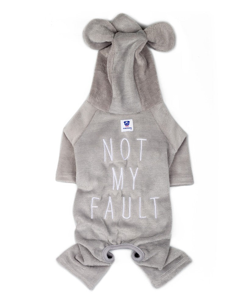 Γκρι φορμάκι σκύλου με κουκούλα και αυτιά - pinkpaws