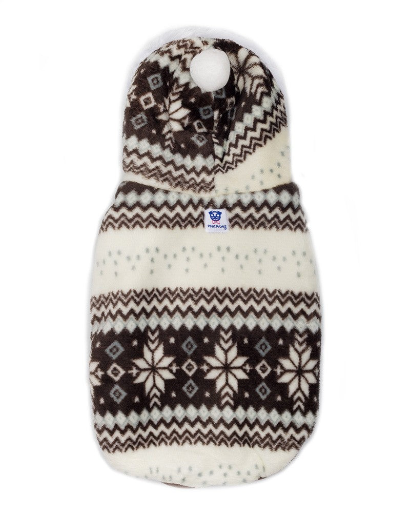 Ζεστό καφέ fleece hoodie για σκύλους με κουκούλα