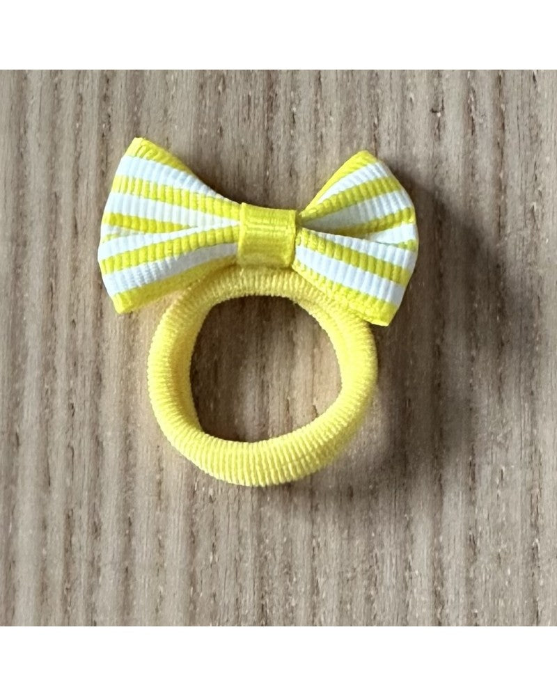 Ριγέ κίτρινο λαστιχάκι μαλλιών με φιόγκο