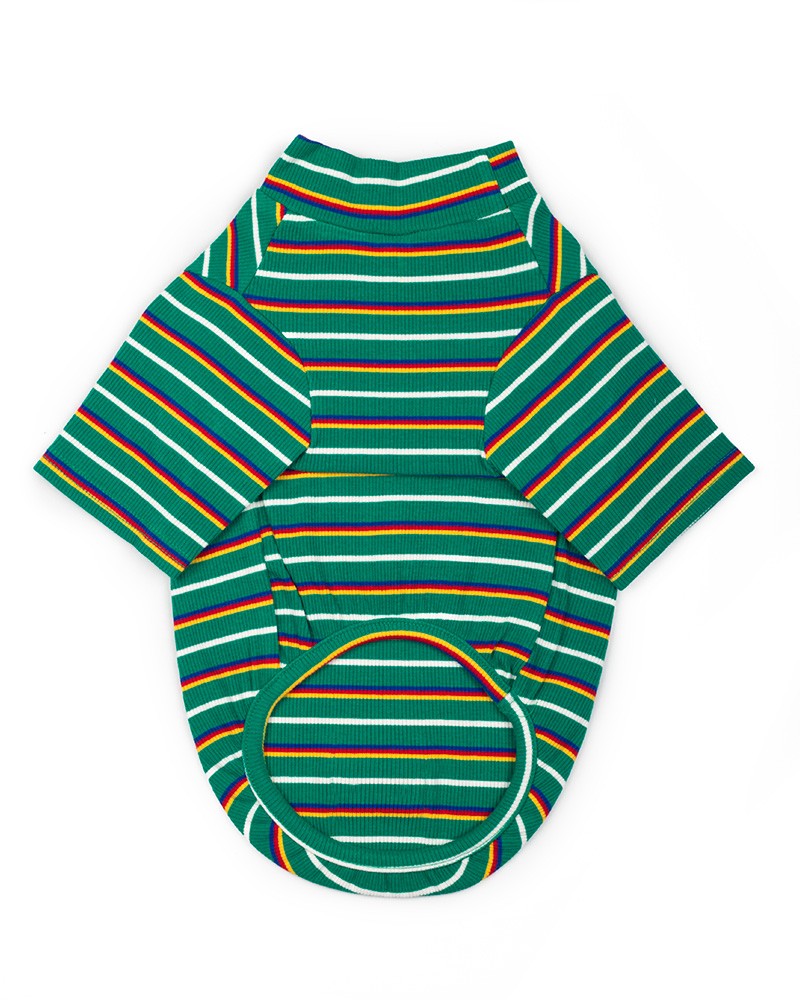 ριγέ μπλούζα σκύλου πράσινη Pinkpaws