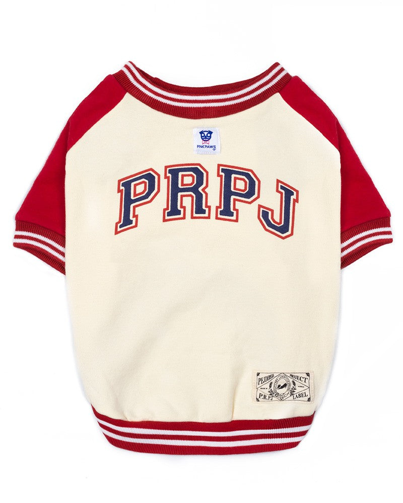 Red PRPJ college dog sweater- minimal premium pet clothing