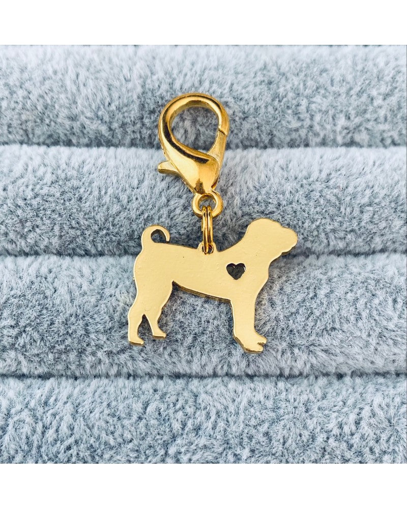 Charm Dog with Heart σε χρυσό χρώμα