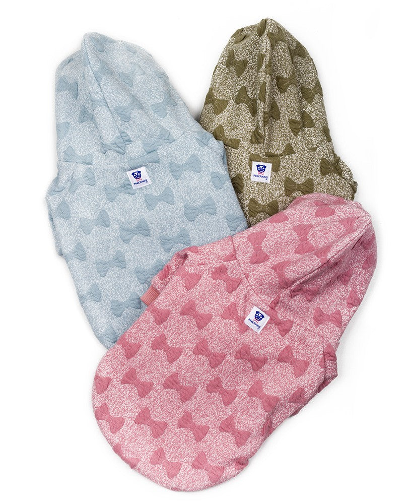 Hoodie για σκύλους από fleece με ανάγλυφους φιόγκους σε τρία χρώματα