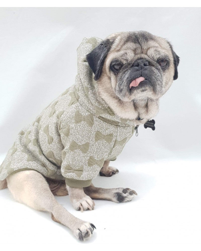 Hoodie για σκύλους σε χακί χρώμα με ανάγλυφους φιόγκους