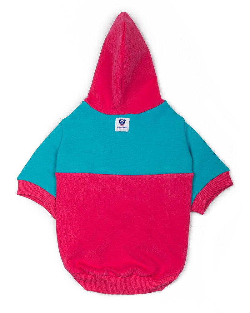 Πολύχρωμο hoodie για σκύλους σε φούξια-τιρκουάζ -Pinkpaws