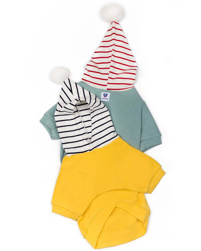 dog hoodie with striped hood -pinkpaws