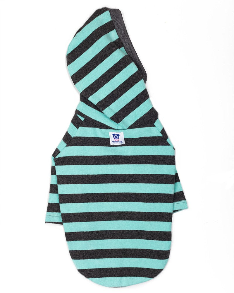 Dog striped hoodie turquoise
