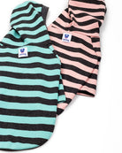 Dog striped hoodie in turquoise and pink color