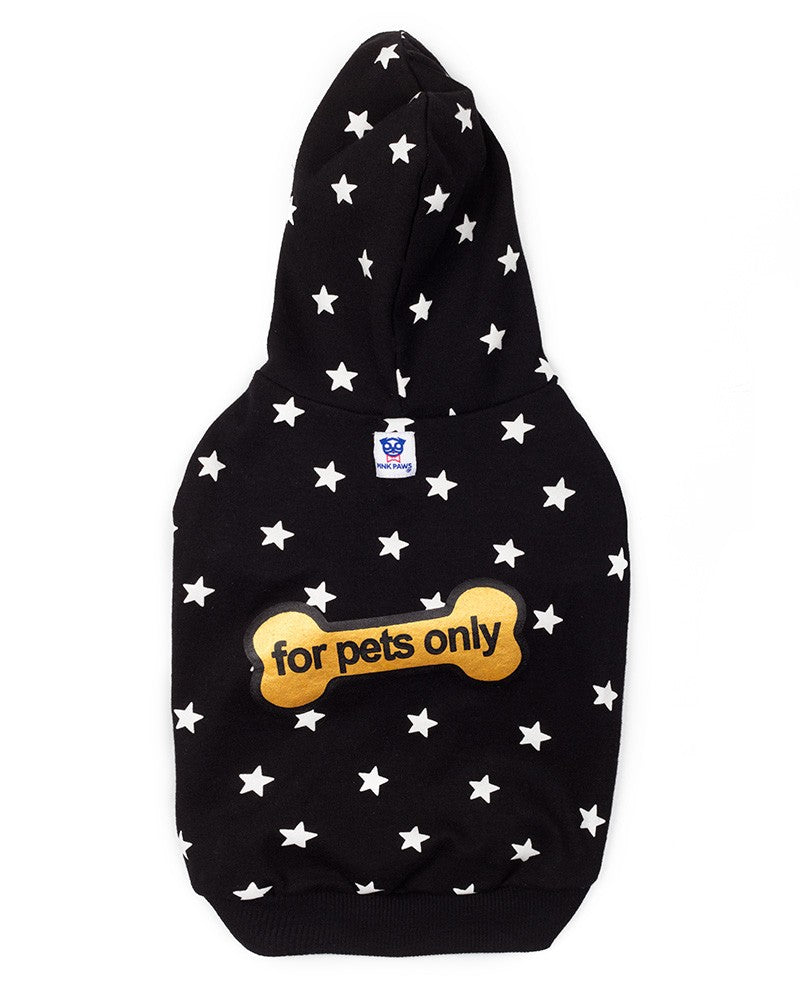 Μαύρο φούτερ σκύλου με λευκά αστεράκια