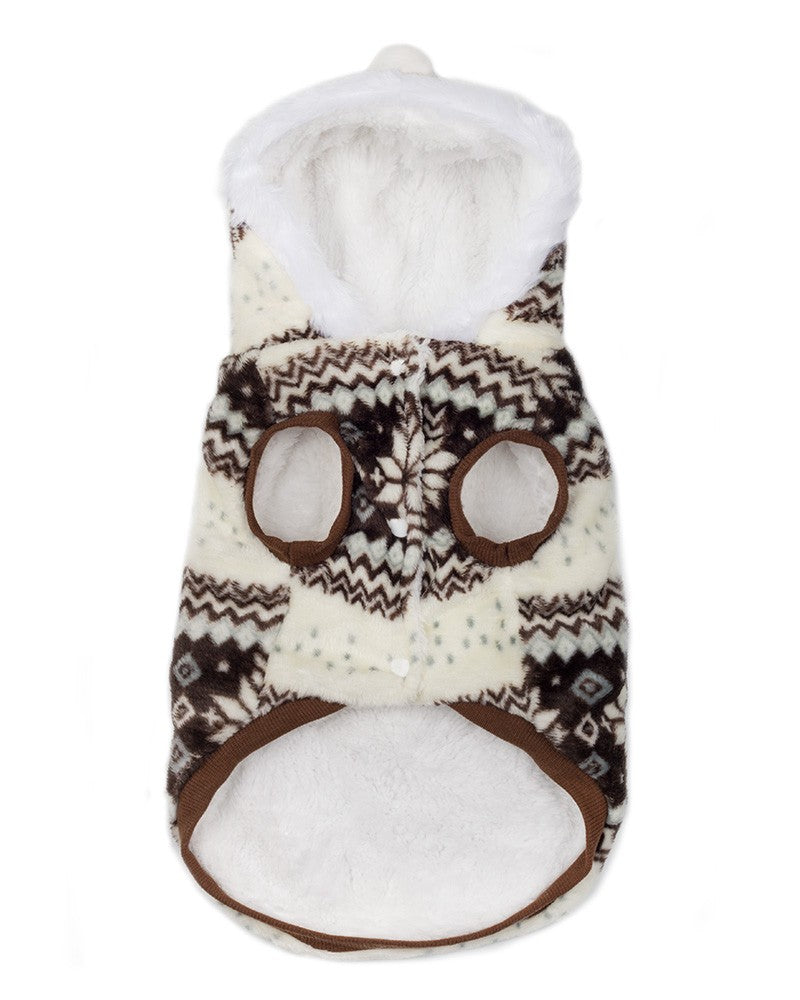 Καφέ fleece hoodie για σκύλους με κουκούλα