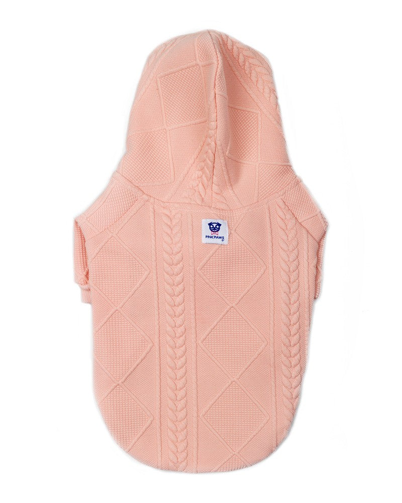 Πλεκτή ζακέτα για σκύλους σε ροζ χρώμα με κουκούλα- Pinkpaws
