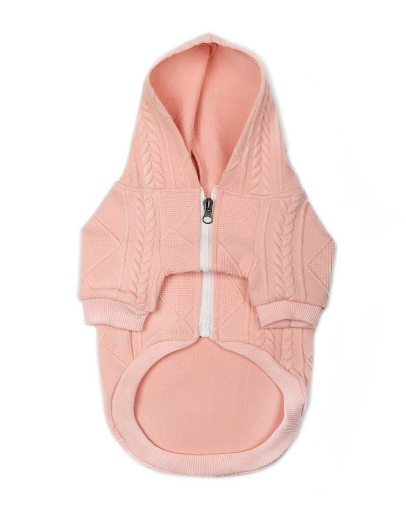 Πλεκτή ζακέτα για σκύλους σε ροζ χρώμα με κουκούλα- Pinkpaws